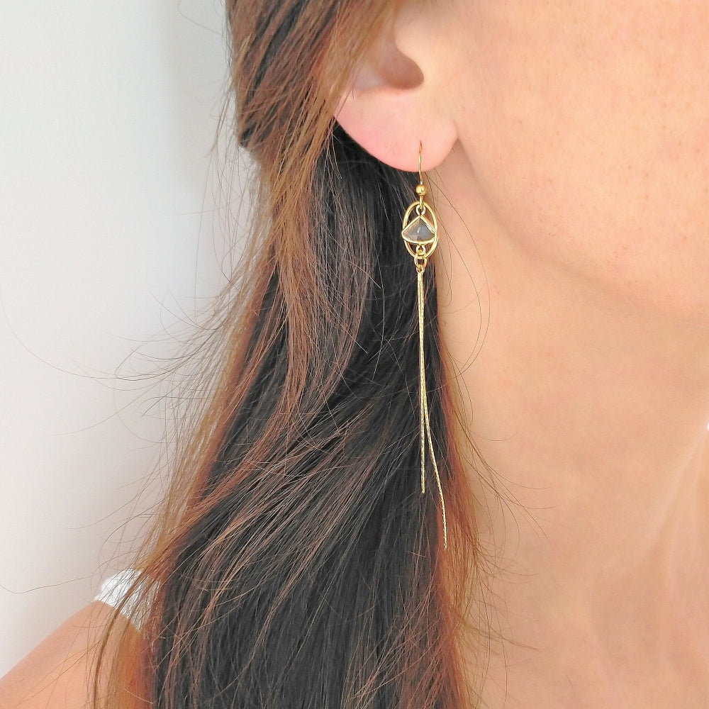 Boucles d'oreilles longues cristal - MAYA