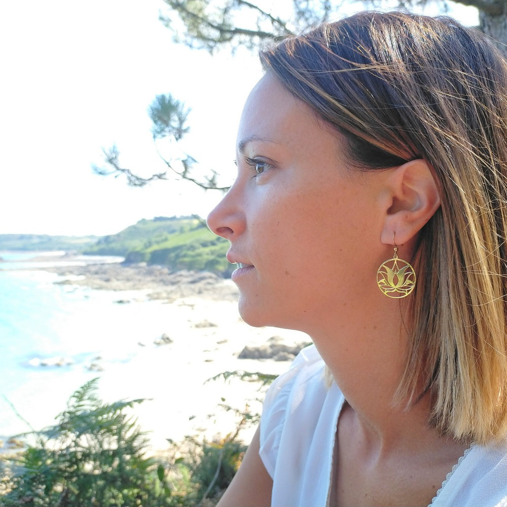 Boucles d'oreilles lotus or - ARYA