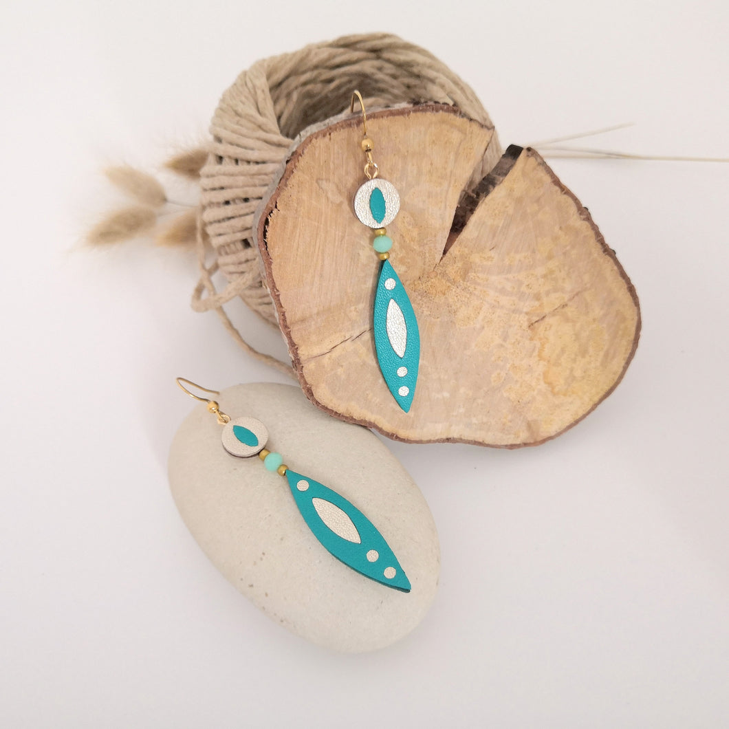 Boucles d'oreilles longues cuir - NAYA