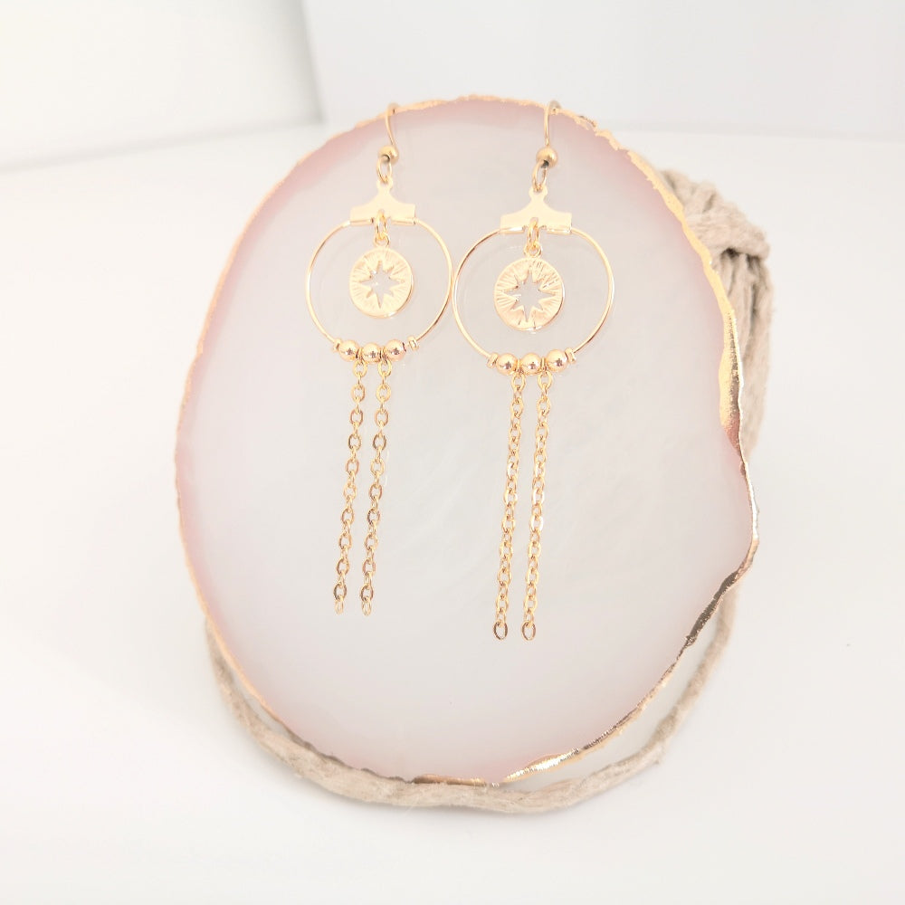 Boucles d'oreilles rose des vents or - ROSIE